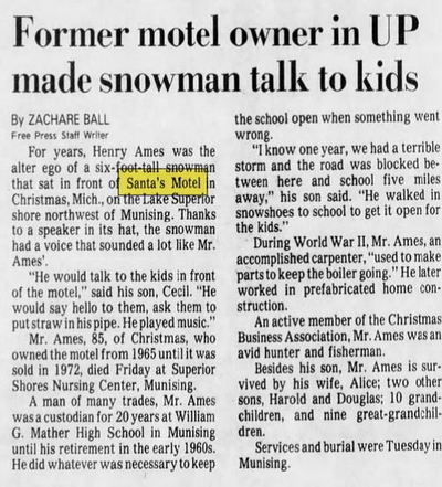 Santas Motel - Dec 1987 Owner Passes Away